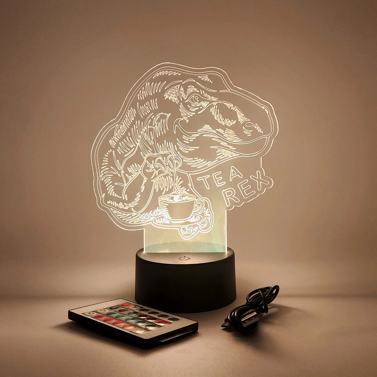 Tea Rex Dinosaur Led Light | T-Rex Drinking Tea Lamp | Gift
